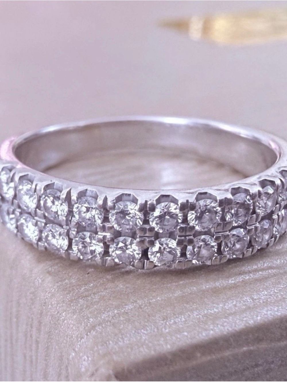 14k white gold double-row diamond retirement band 0.46 ctw size 5